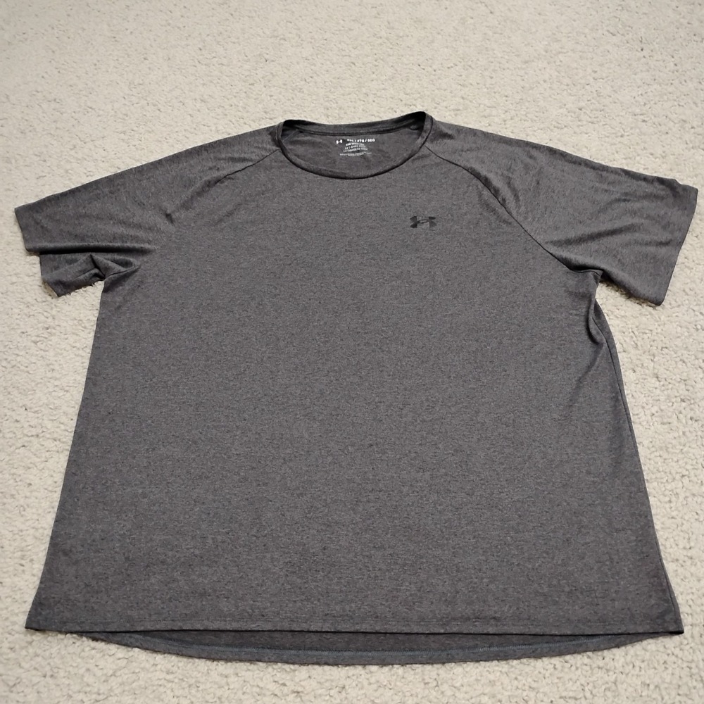 Under Armour Shirt Mens 3XL Gray Athletic Tech Tee Polyester Gym Workout Running